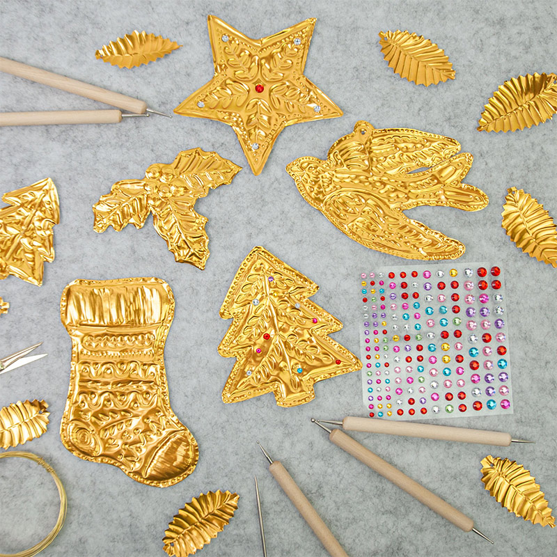 Art Craft For Christmas - DIY الذهب احباط الفن الإغاثة زينة