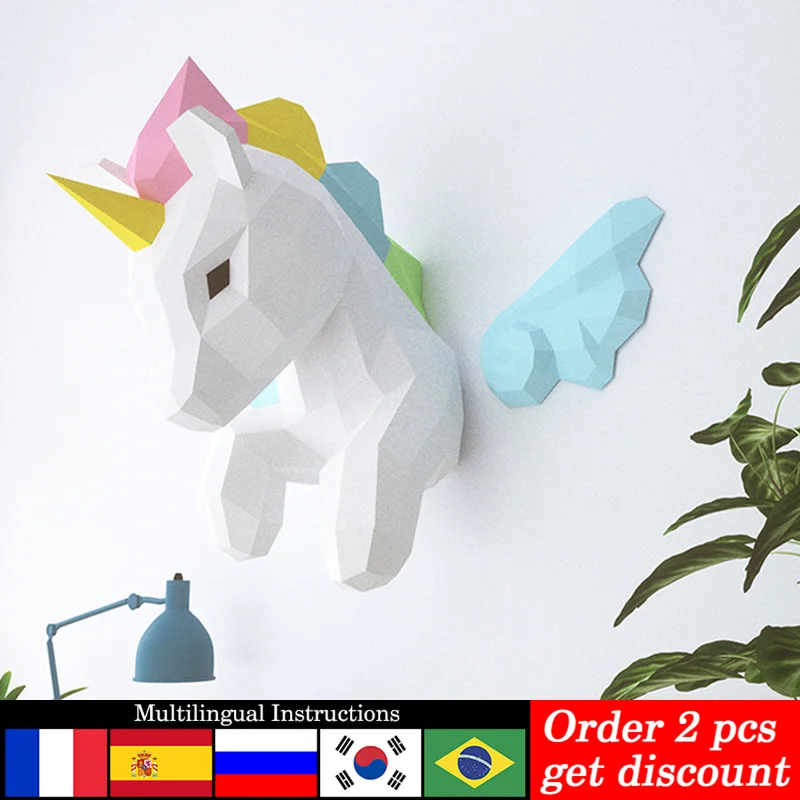 Wallpaper Art And Craft - قوس قزح يونيكورن الحيوان جدار ديكور