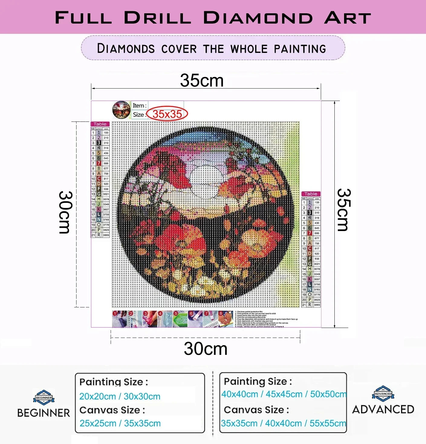 لوحة فنية ملونة للرسم بالألماس - مراجعة Art Craft Village وسعره